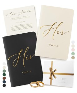 ARTESORI Premium Wedding Vow Book for Her & Him, Soft Touch, Gold Foil, 28 Lined Pages, Wedding Vow Books His and Hers, Wedding Essentials, Wedding