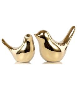 FANTESTICRYAN Small Birds Statues Gold Home Decor Modern Style Figurine Decorative Ornaments for Living Room, Bedroom, Office Desktop, Cabinets