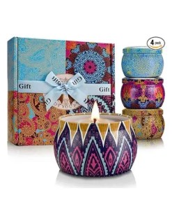 4 Pack Scented Candles Gift Set - Birthday Gift For Co Workers