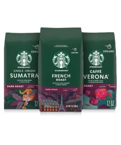 Starbucks Ground Coffee, Dark Roast , Three 12 oz Bags "For Him"