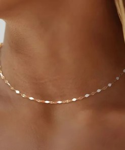 Gold Necklaces -14K Gold Plated Lip Chain - For Celebrating Small Wins