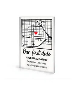 NEXT DAY SHIP Custom Our First Date Map Block - From The Heart