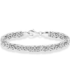 Miabella Italian 925 Sterling Silver Byzantine Bracelet – Gift for Friends
