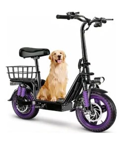 Foldable Commuter E-Scooter with Basket for Pets Dogs and Items