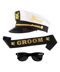 Captain's Hat, Glasses, Sash Set - Bachelorette Gift For Him