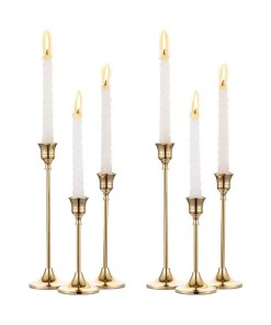 2 Sets Brass Gold Metal Taper Candle Holders - Gift For Wedding